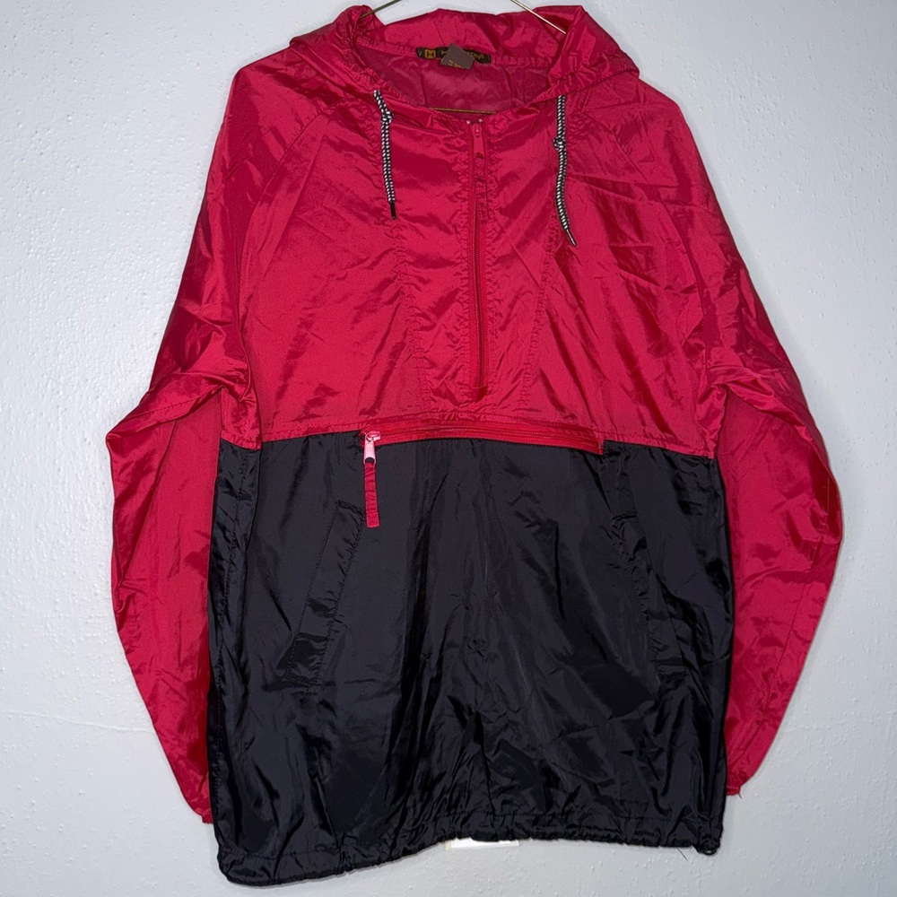 Harriton Men’s S red black Wind breaker rain coat His Glory Alone